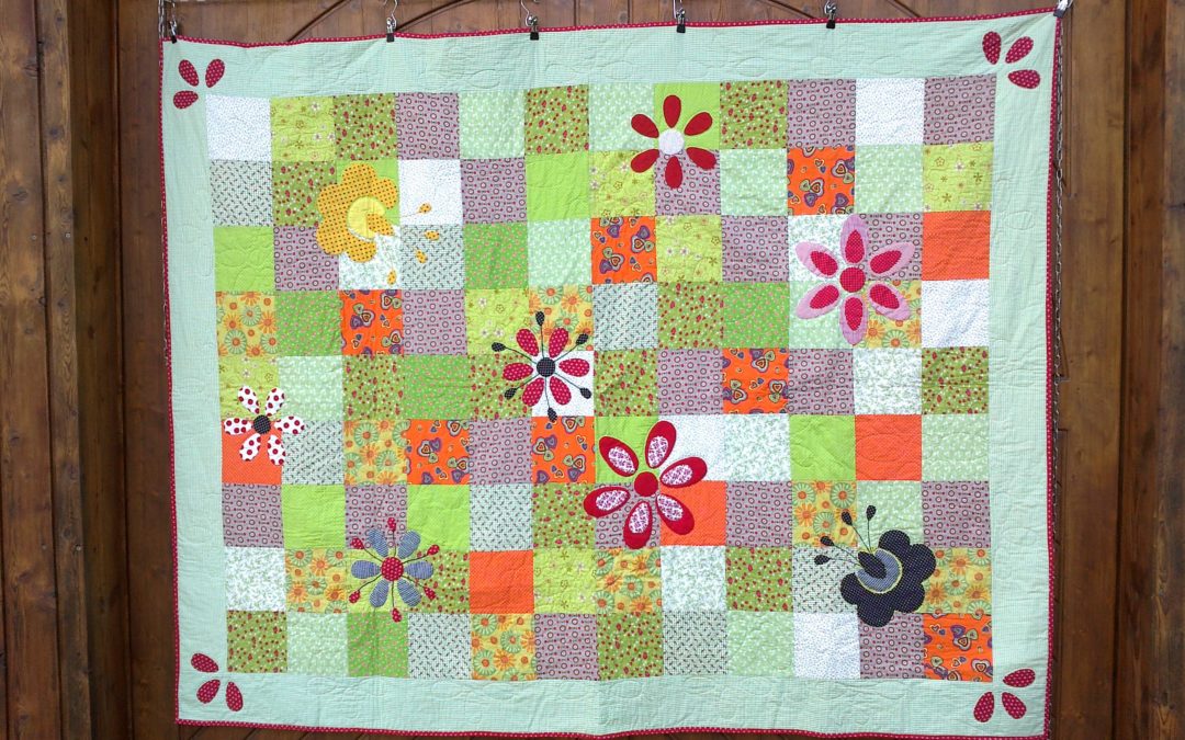 Patchworkdecke „Grün“  ca. 174 x 220 cm